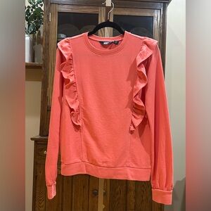 NWOT Lands' End Girl’s Coral Ruffle Sweatshirt Size XL